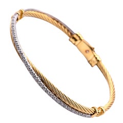 David Yurman 18 Karat Two-Tone Diamond Cable Crossover Bracelet