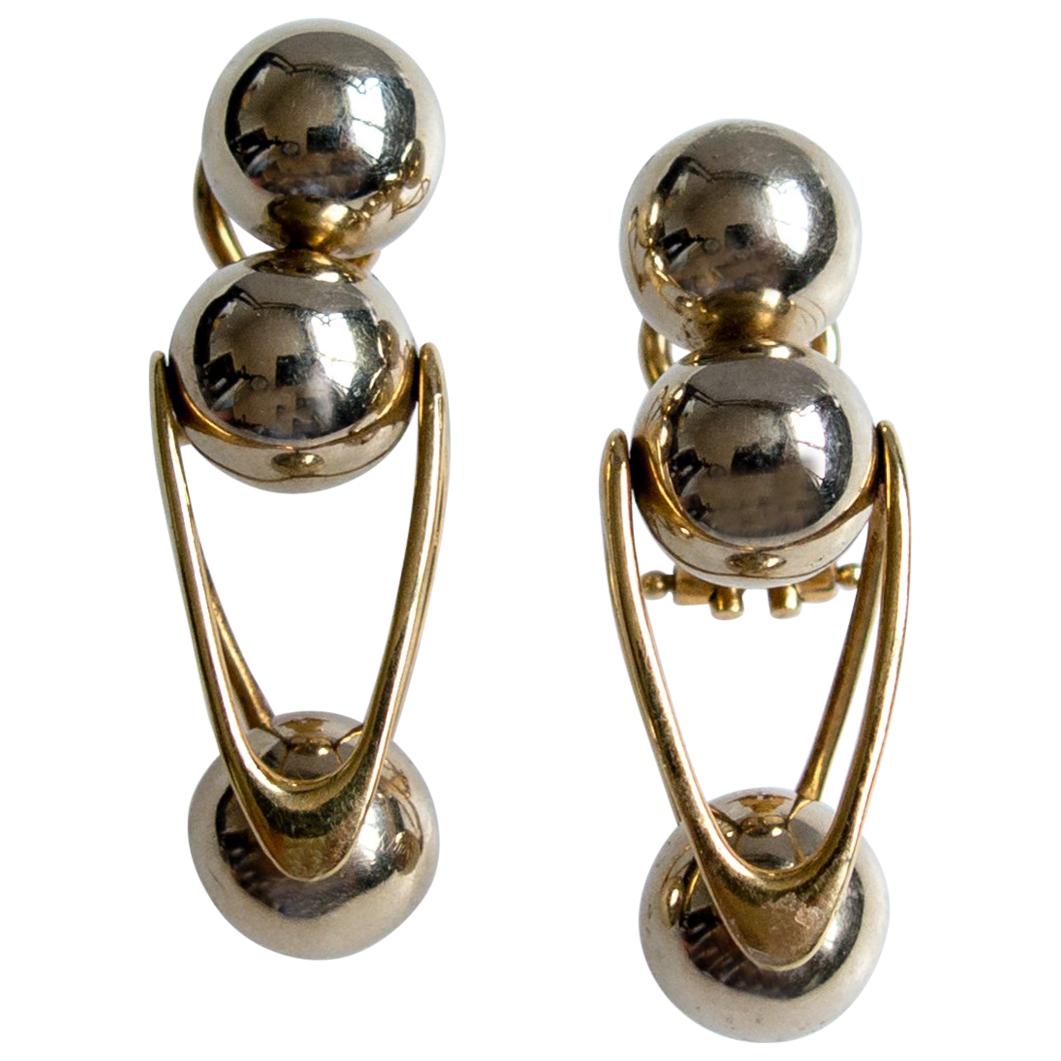 Italian 18 Karat Gold Modernist Earrings