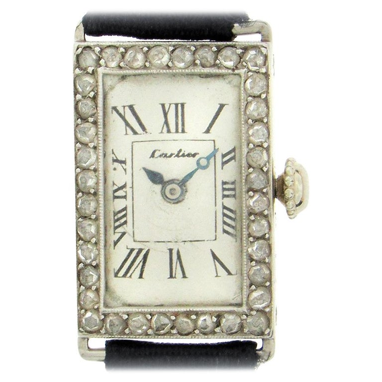 Art Deco Cartier Diamond Wristwatch For Sale