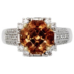 Zolda 3.87 Carat Brown Zircon Engagement Ring with Diamonds 0.65 Carat