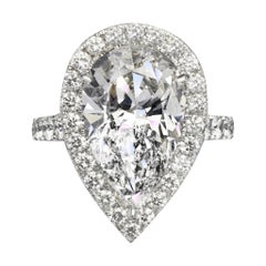Isabelle 7.83 Carat Pear Cut H Color SI1 Clarity Diamond Ring
