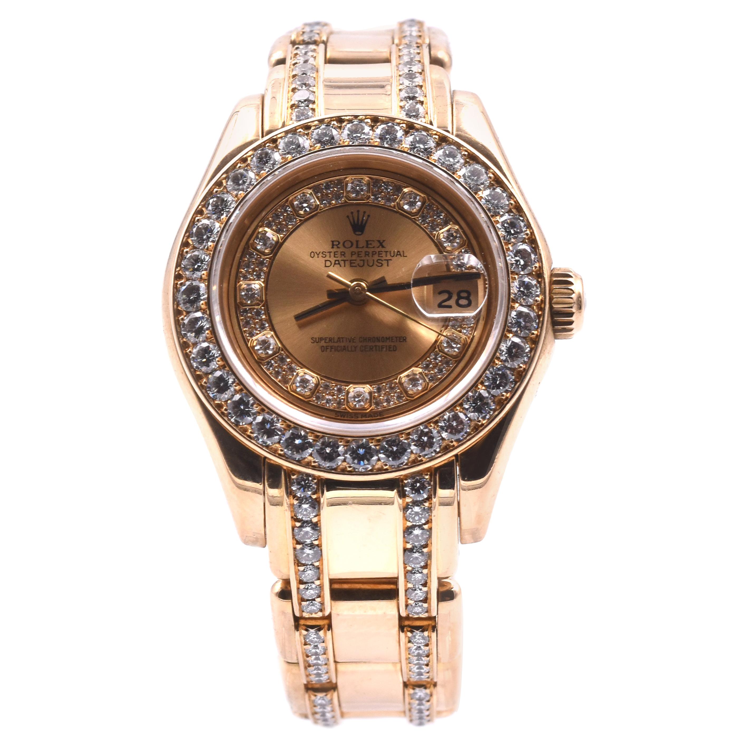 Rolex Masterpiece Diamond 18 Karat Yellow Gold Ladies Watch 69298