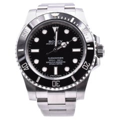Used Stainless Steel Rolex Submariner No Date Ceramic Bezel Watch Ref. 114060
