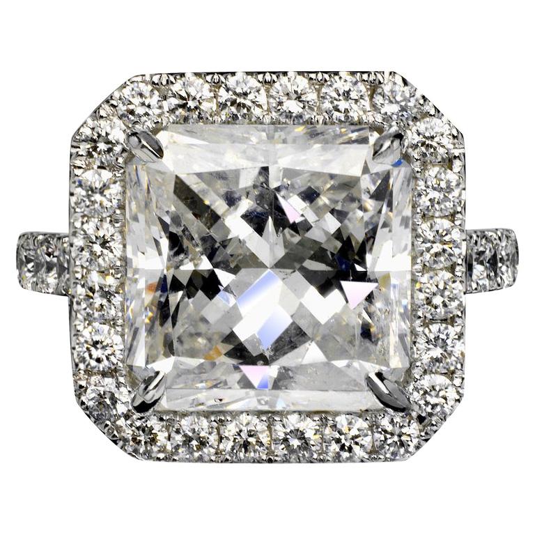 Sky 7 Carat Radiant Cut D Color SI1 Clarity Diamond Engagement Ring '7.07 Carat' For Sale