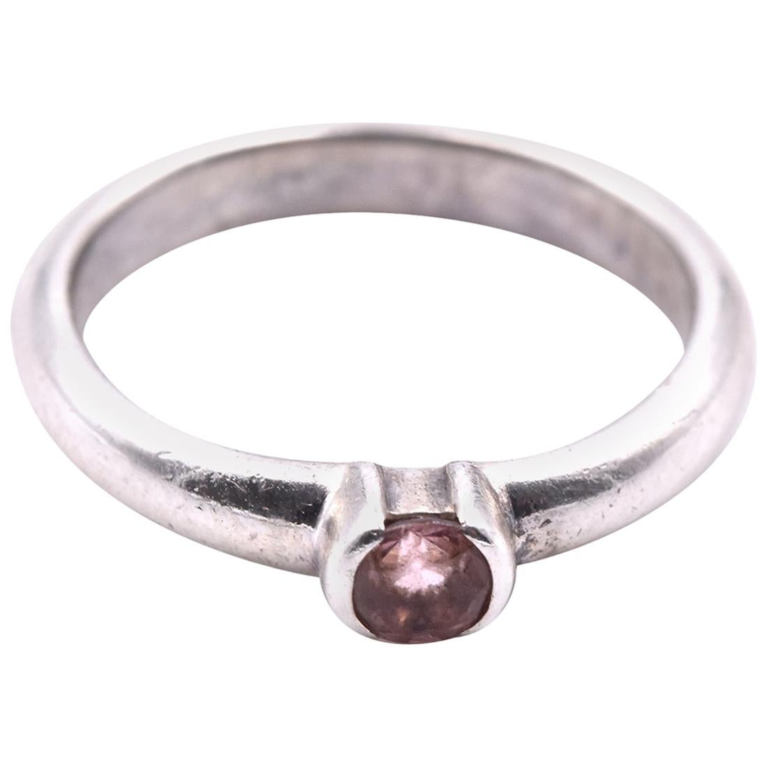 Tiffany & Co. Sterling Silver Morganite Solitaire Ring