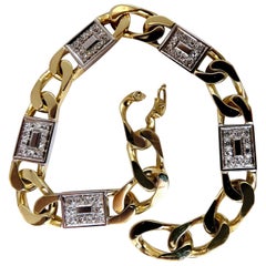 Mins Wide Curb Link 1.30 Carat Diamonds Bracelet 18 Karat