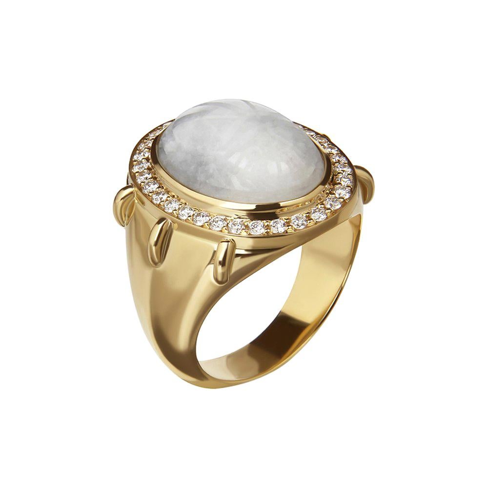 18ct Yellow Gold, Jadeite and Diamond Scarab 'Pharaoh' Ring For Sale