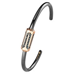 18 Karat Rose Gold and Silver Diamond Men's Bangle