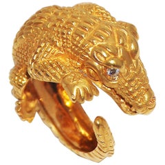 Paolo Piovan Diamonds Crocodile Ring in yellow gold