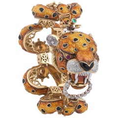 Frascarolo Polychrome Enamel and Diamond Tiger Bracelet