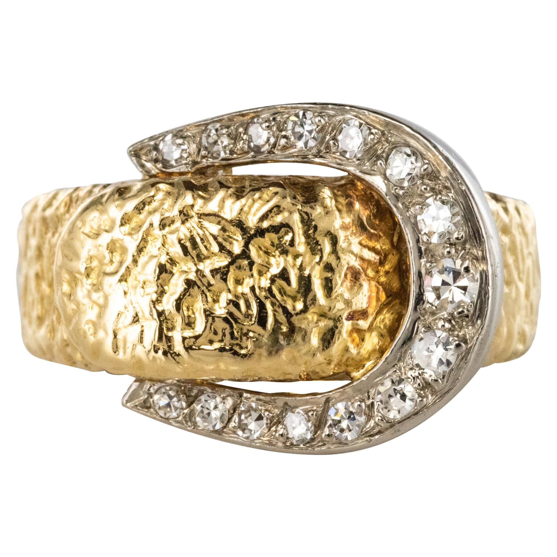 1900s Diamonds 18 Karat Yellow Gold Belt Ring