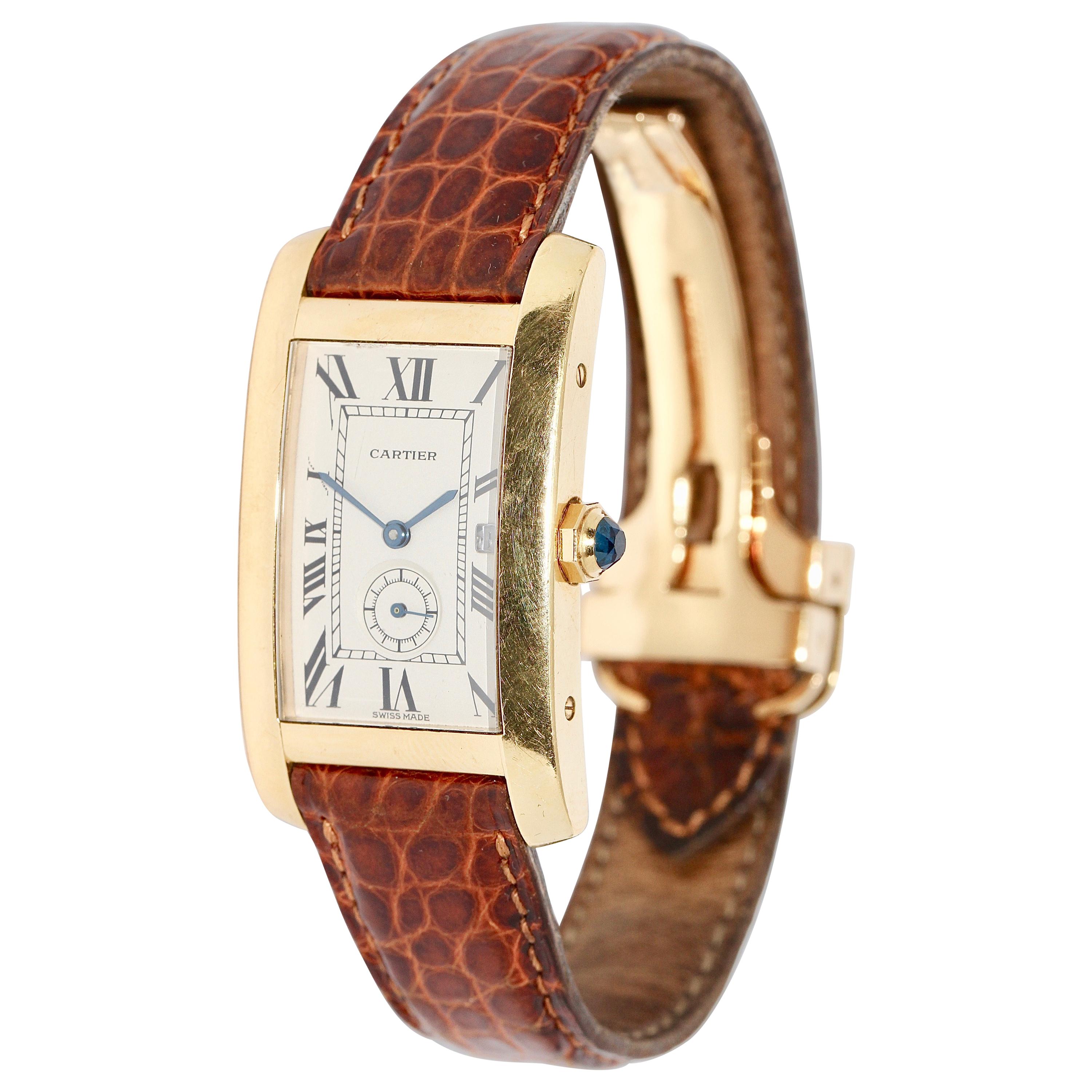 Cartier Tank Americaine 18 Karat Gold Ladies Watch with Original Certificate