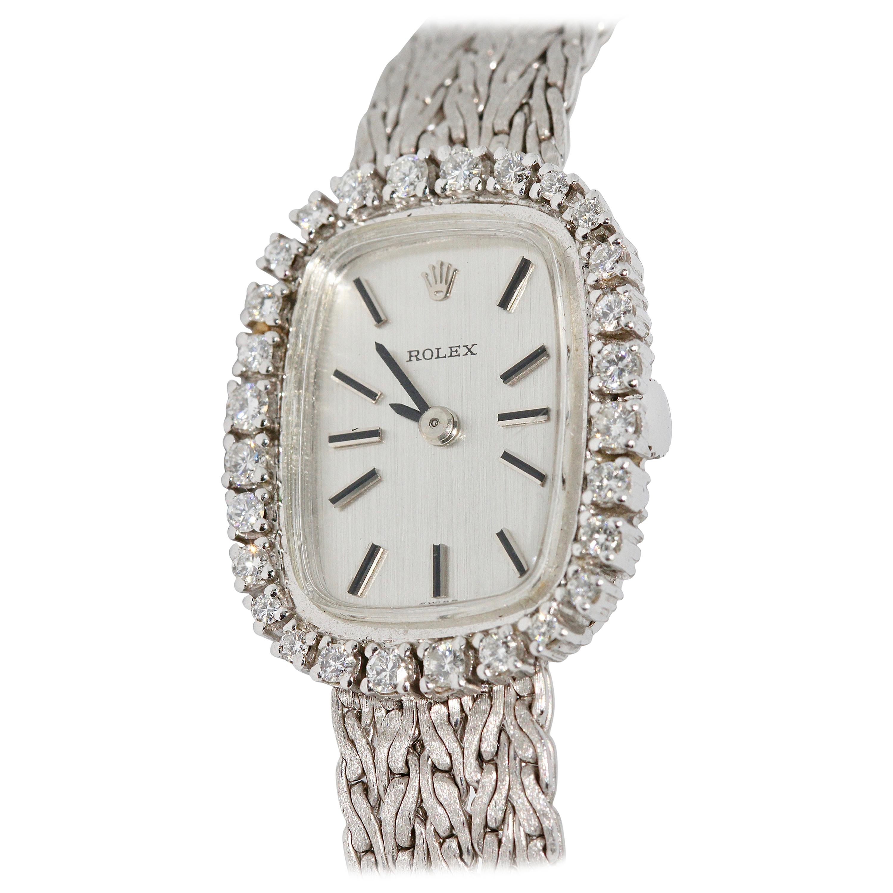 Rolex Ladies Wristwatch 18 Karat white Gold, with Diamonds