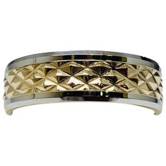 Men's 14 Karat White and Yellow Gold Patterned Wedding Band