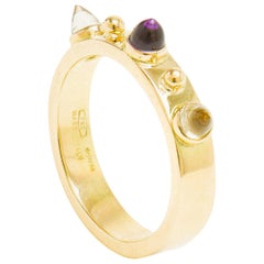 Dubini Punta di Diamante Cabochon Amethyst Citrine 18 Karat Yellow Gold Ring