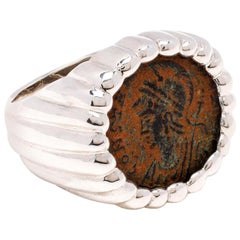 Dubini Constantine Ancient Roman Bronze Coin Silver Ring