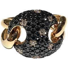 Crivelli Link Ring with Black Diamonds 1.00 Carat Black Diamonds 0.08 Carat