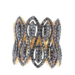 1.73 Carat GVS 257 Round Black Diamond 18 Karat Yellow Gold Fashion Rings