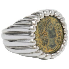 Dubini Constantine Ancient Roman Bronze Coin Black Rhodium Silver Ring