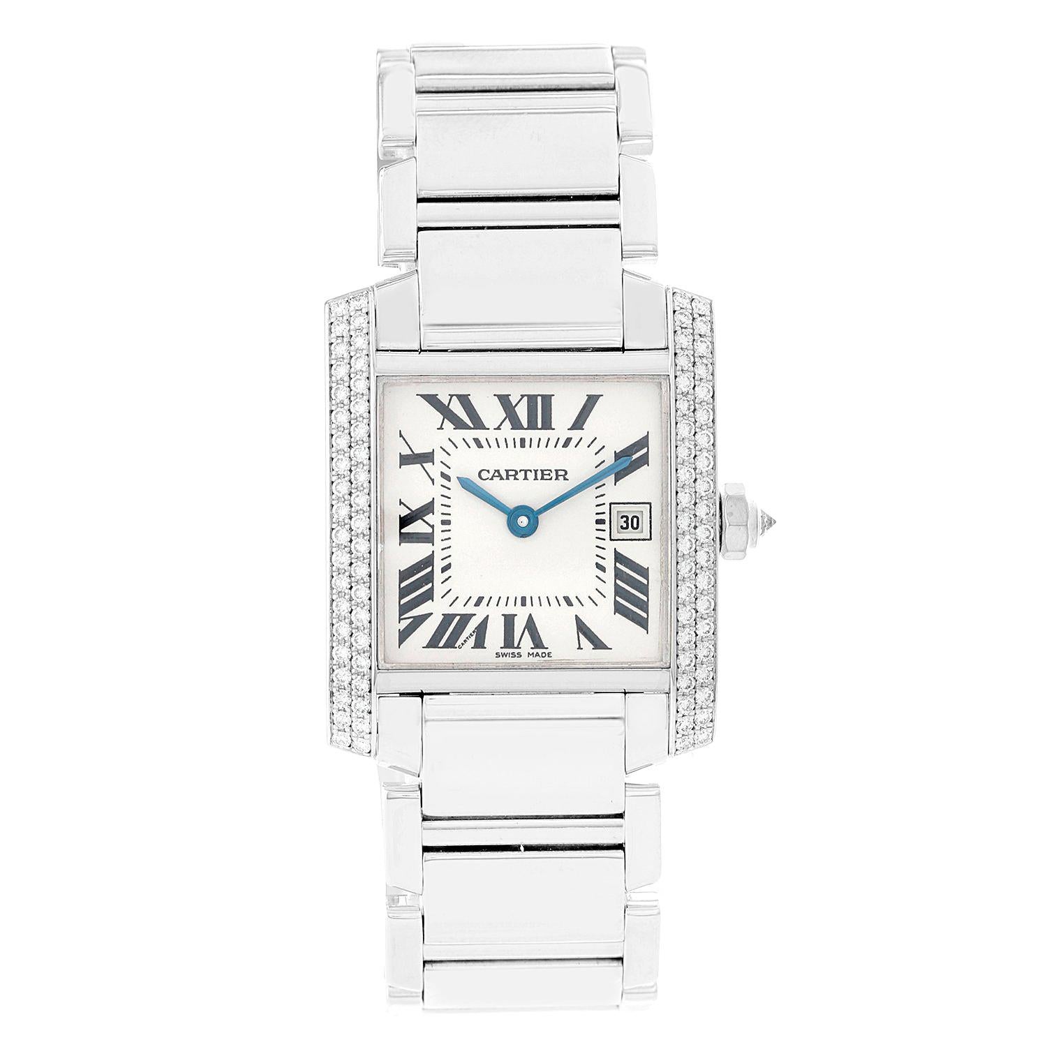 Cartier Tank Francaise 18 Karat White Gold Midsize Watch WE101851