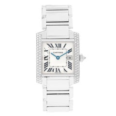 Vintage Cartier Tank Francaise 18 Karat White Gold Midsize Watch WE101851