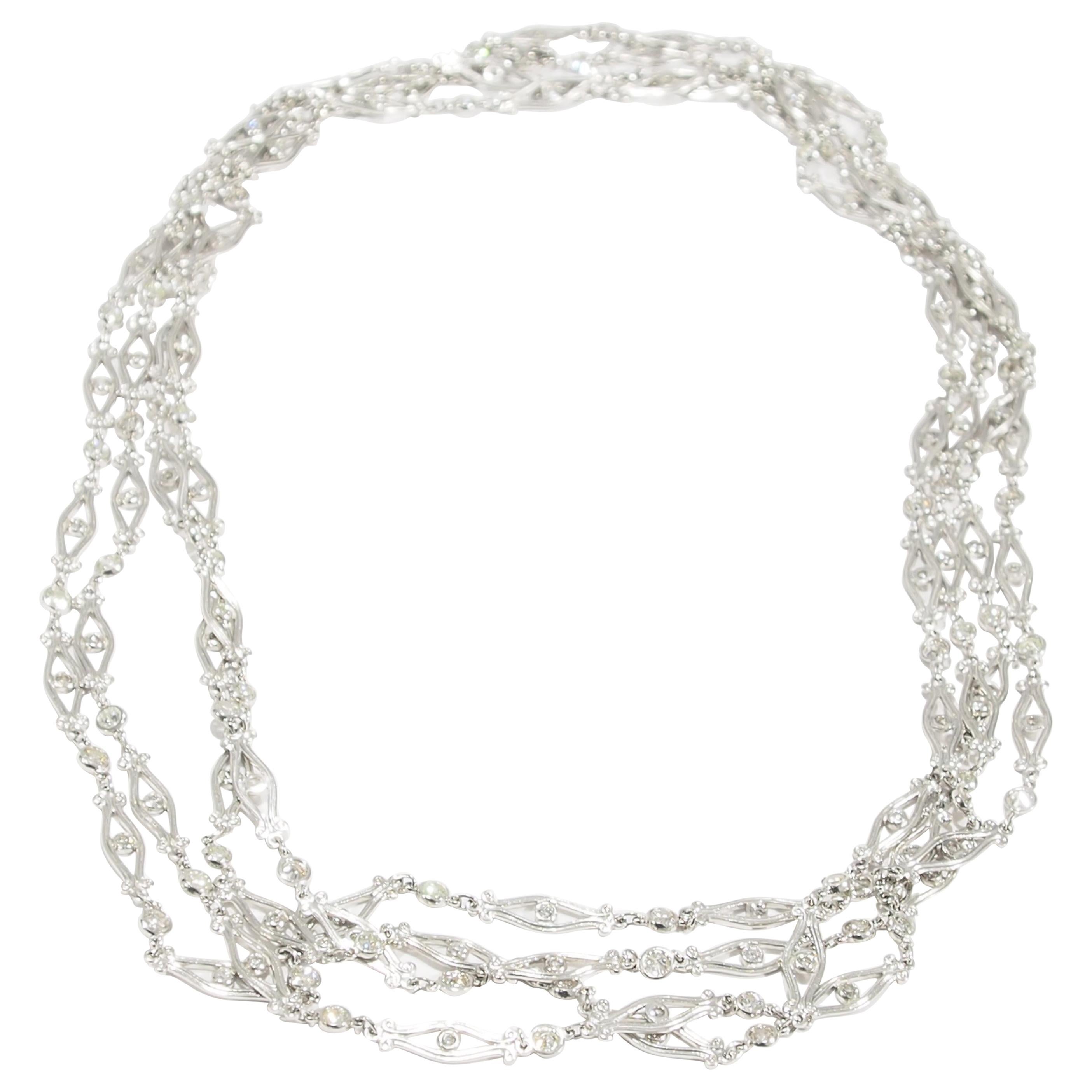 Platinum Diamond 7.23 Carat Necklace Art Deco Style
