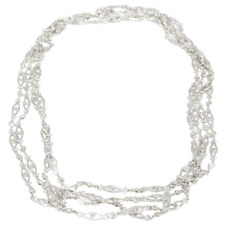 Platinum Diamond 7.23 Carat Necklace Art Deco Style For Sale at 1stDibs