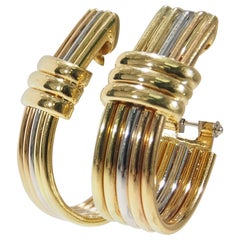 Roberto Coin Hoop Earrings White Yellow Rose Gold