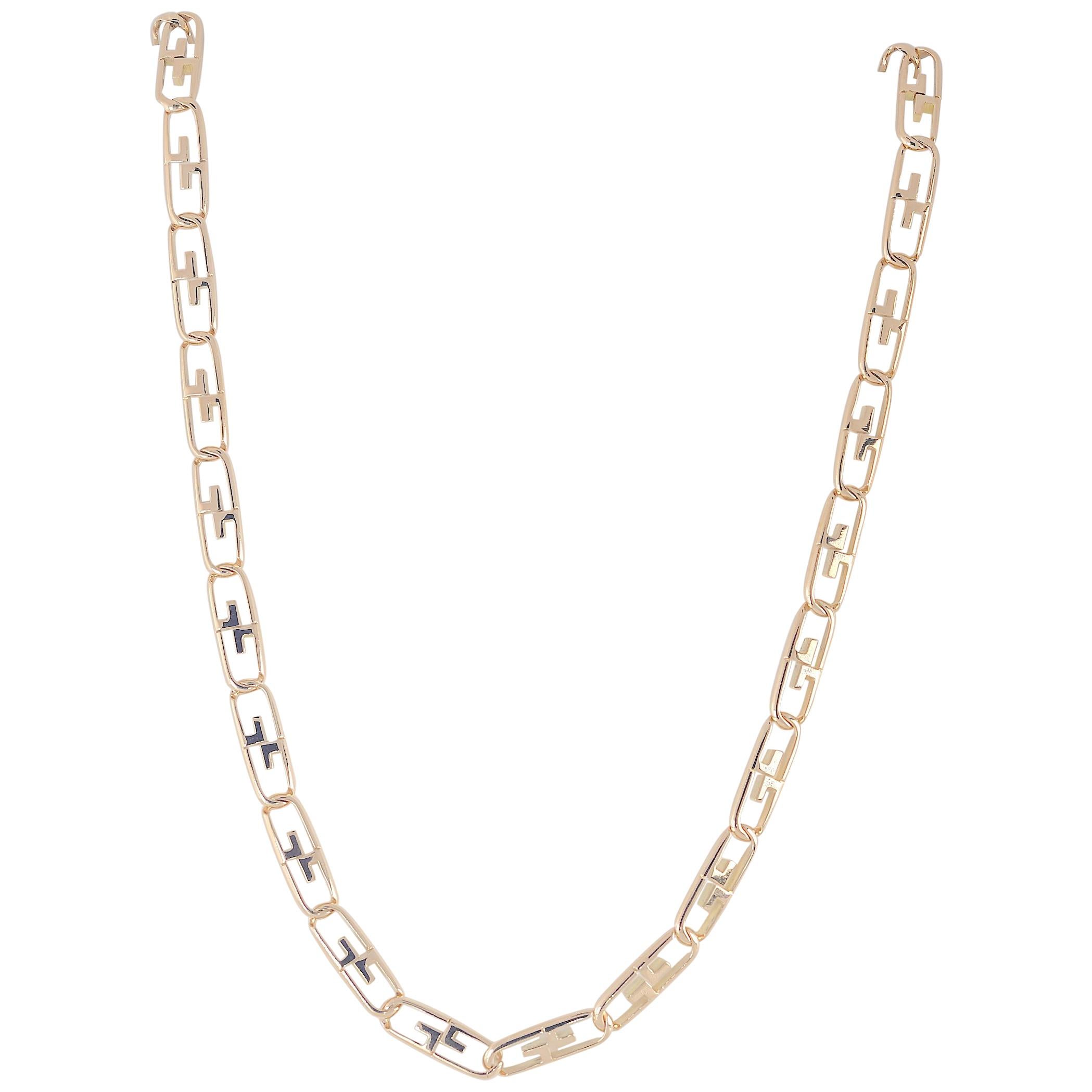 18 Karat Yellow Gold Solid Open Elongated Oval Link Necklace, 91.0 Grams