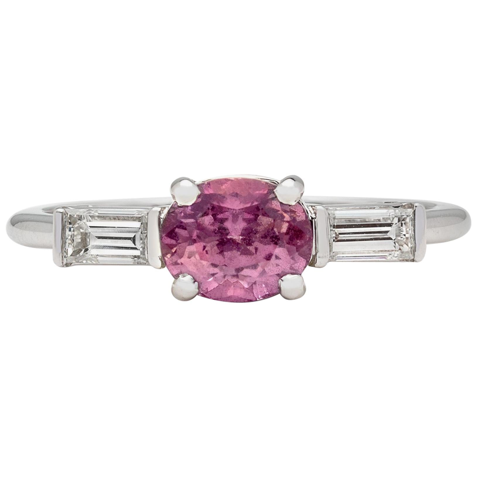 GIA No Heat 1.02 Carat Purplish-Pink Sapphire Diamond Ring