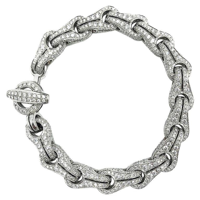 Dimodolo "Falko" 18 Karat Gold Diamond Men's or Women’s Bracelet Total Bling For Sale