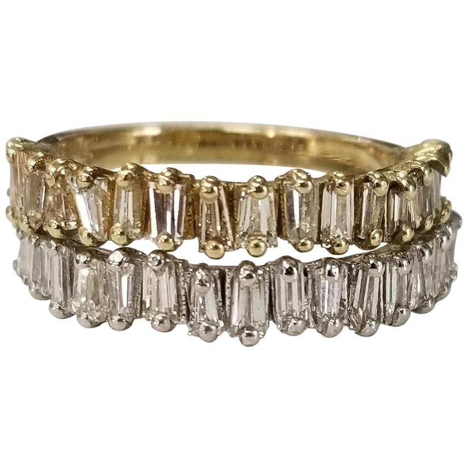 2-14 Karat spitz zulaufende Baguette-Diamantenringe im Angebot