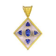 Georgios Collections Pendentif réversible avec pièce de monnaie en or 18 carats, tanzanite et diamants