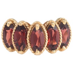 Vintage Garnet Ring Graduated 14 Karat Gold Marquise Cut Estate Fine Jewelry
