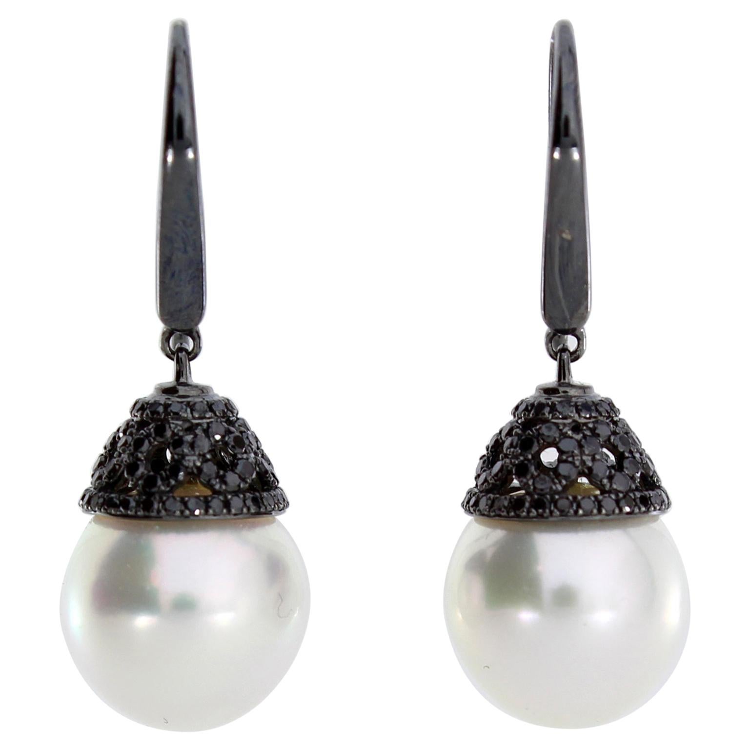 Autore Gold Diamond South Sea Pearl Earrings