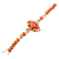 Corals, Diamonds, Iolite, Rose Gold Bracelet