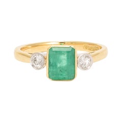 Vintage Emerald Diamond Trilogy Ring