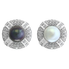 South Sea Pearl Day & Night with 12 Carat Diamond Cocktail Earrings 18 K Gold