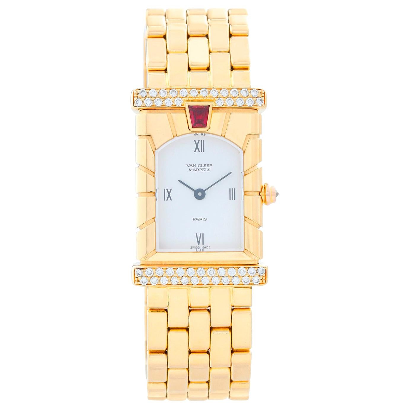 Van Cleef & Arpels Façade Diamond and Ruby Ladies Watch