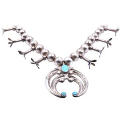 Sterling Silver Turquoise Squash Blossom
