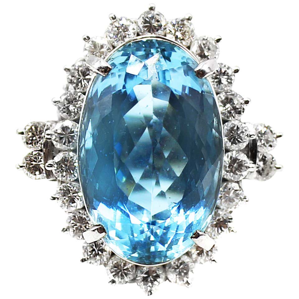 Santa Maria Color Aquamarine Diamond Platinum Ring at 1stDibs | santa ...