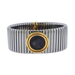 Bulgari Monete Gold Steel Ancient Coin Tubogas Bracelet