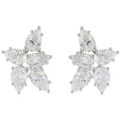8.55 Carat Pear Shape Diamond Cluster Earrings Platinum