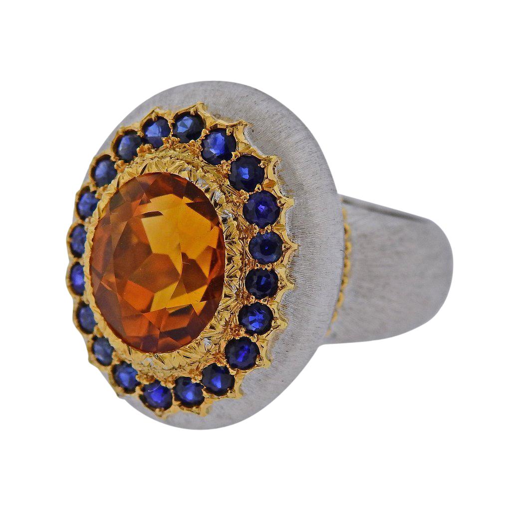 Buccellati Citrine Sapphire Gold Ring