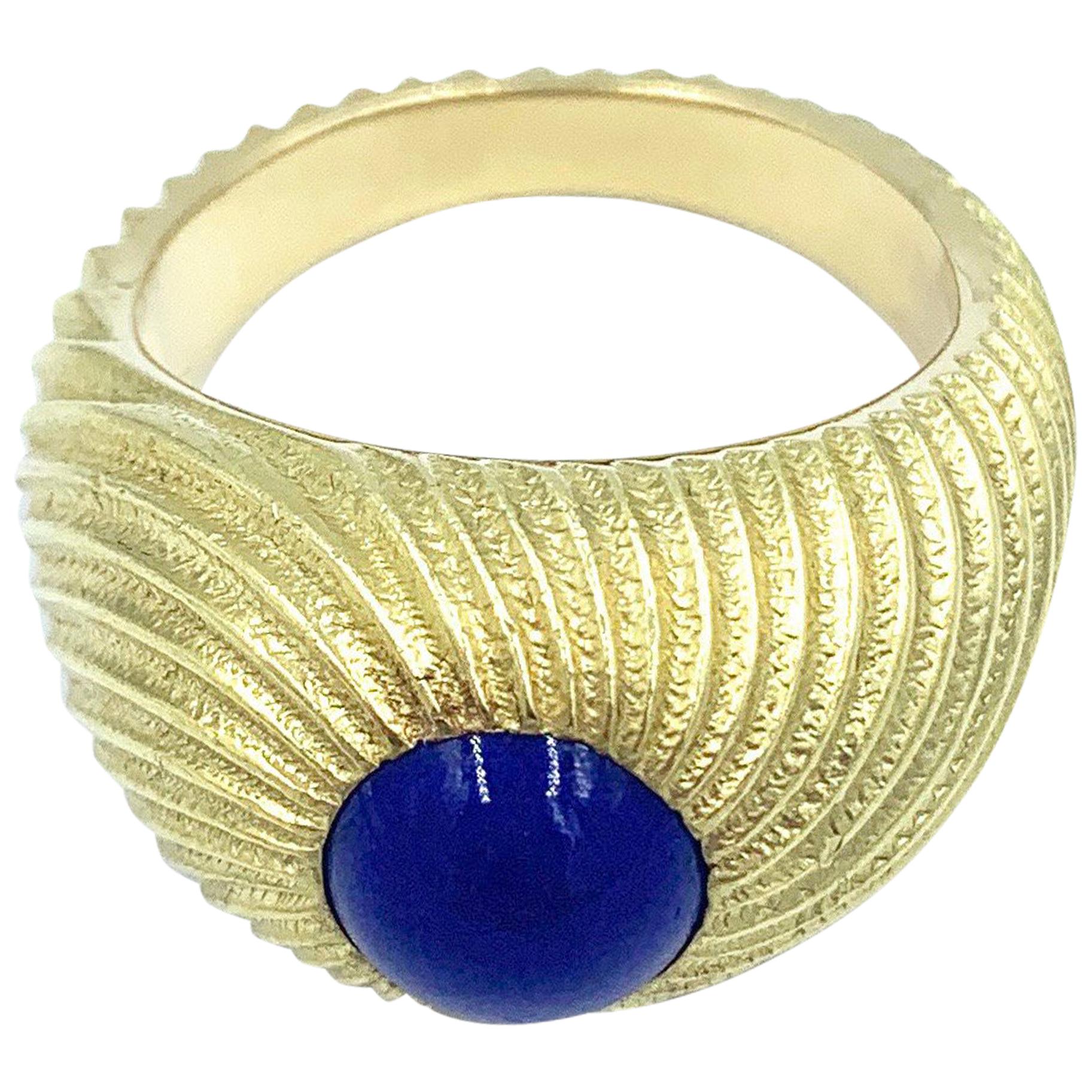 Blue Lapis and 18 Karat Yellow Gold Ring Jean Shlumberger Tiffany & Co. For Sale