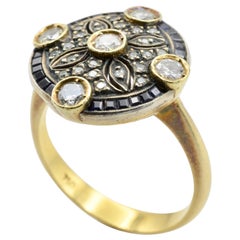 Diamond Sapphire Engagement Ring Rosace Filigree Gold