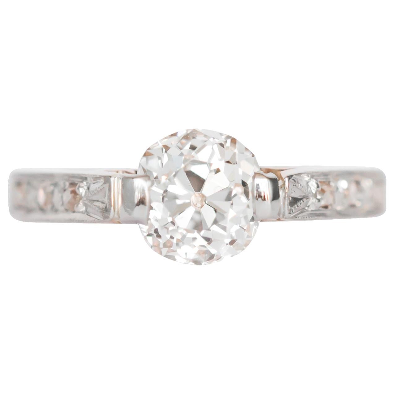 GIA Certified 1.13 Carat Diamond Yellow Gold and Platinum Engagement Ring