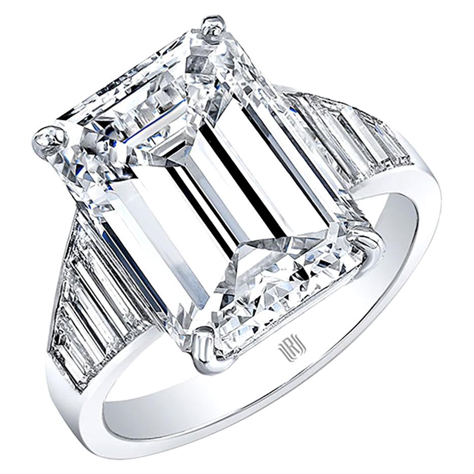 8.15 Carat Emerald Cut GIA Diamond Ring 'Platinum' For Sale