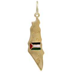 Palestine  Enamel Gold Charm