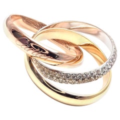Cartier Classic Diamond Tri-Color Gold Trinity Band Ring